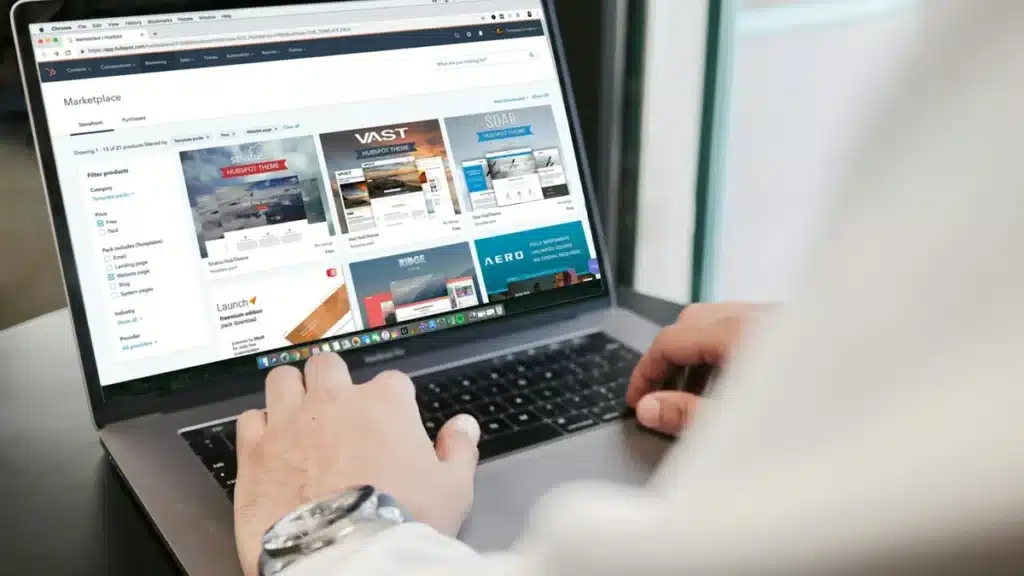 Search results on a laptop screen