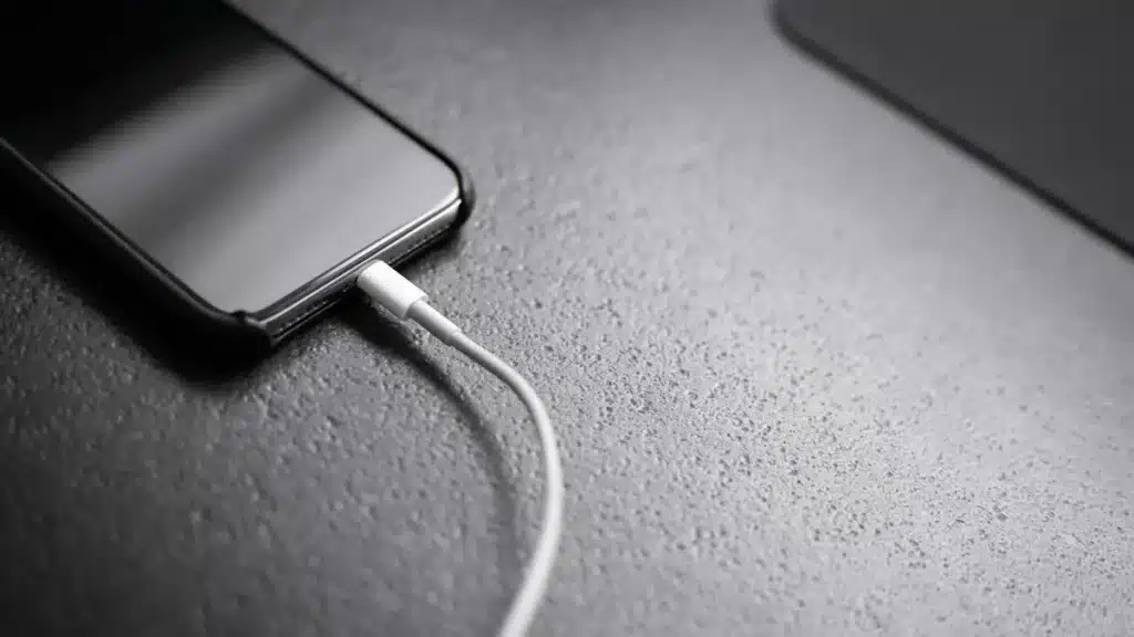 A smartphone charging