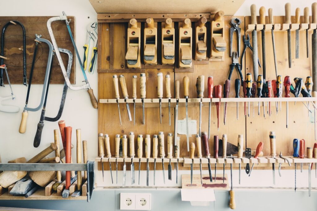 Trade tools on a workbench representing a Melbourne trades business getting organised with AI automation