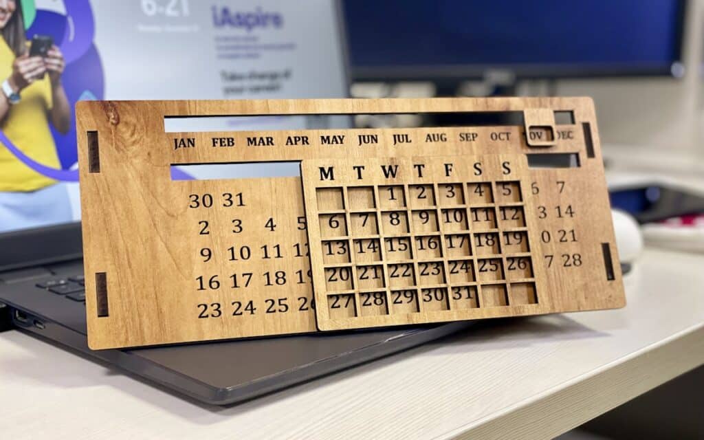 A calendar on a laptop, representing a Melbourne tradie automating quotes, invoices and follow-ups